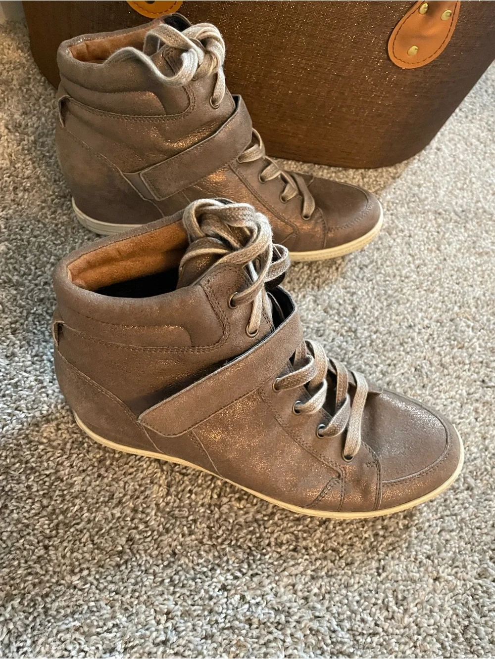 Paul Green Brown Wedge High-Top Sneakers